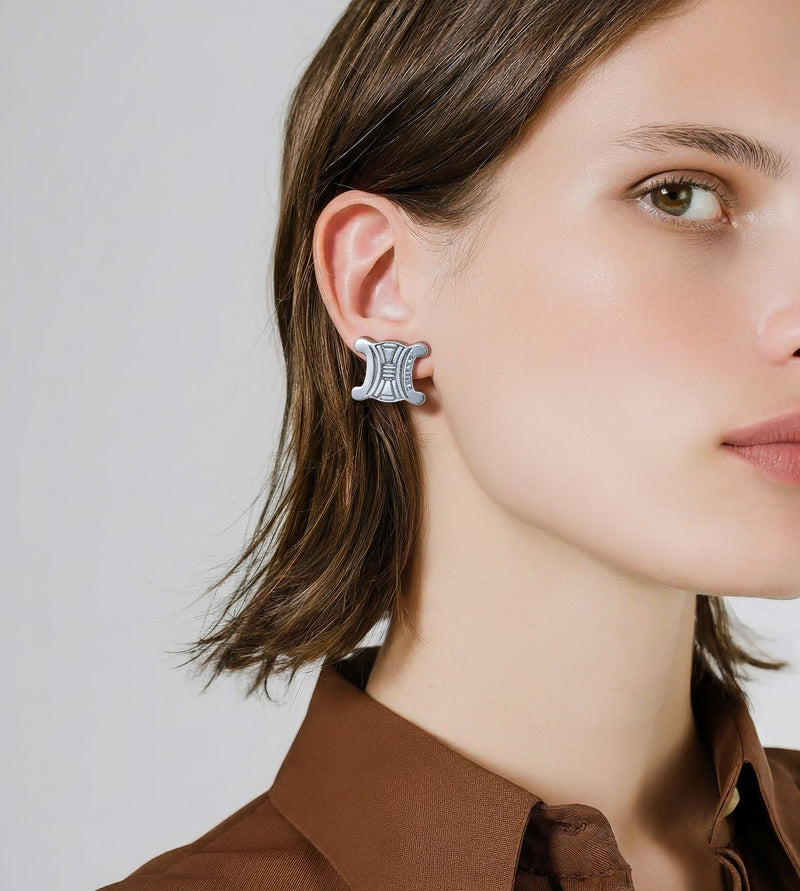 Celine Silver-Tone Triomphe Clip-On Earrings
