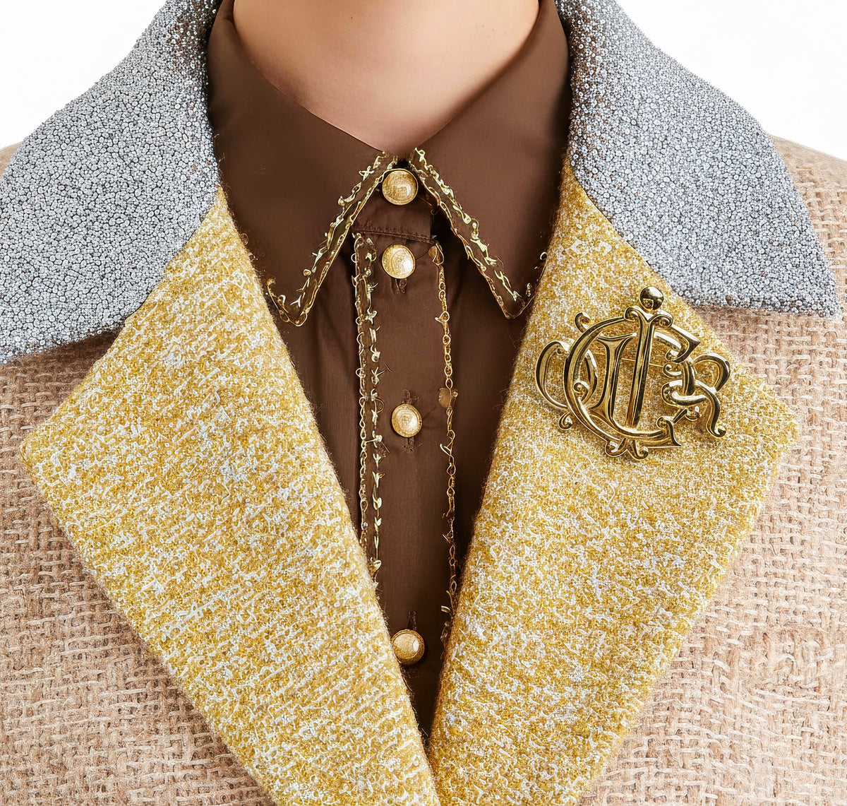 Dior Gold-Tone Monogram Brooch