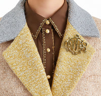 Dior Gold-Tone Monogram Brooch