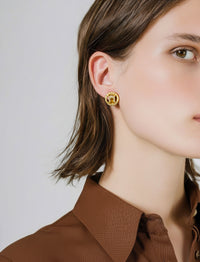 Vintage CELINE Paris Round Clip-On Earrings with Rhinestones