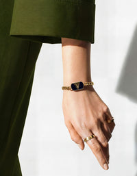 Valentino Gold-Tone Chain Bracelet with Enamel V Logo