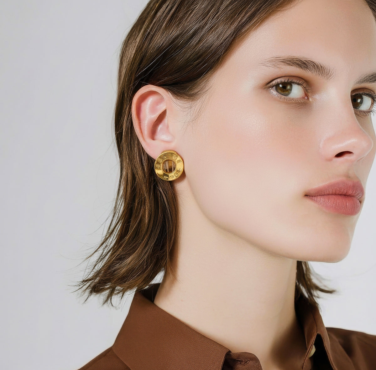 Vintage Celine Gold-Plated Clip-On Earrings