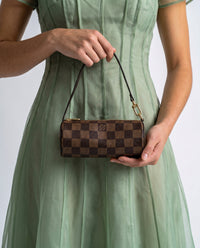 Pochette Louis Vuitton Papillon Toile Damier Ébène