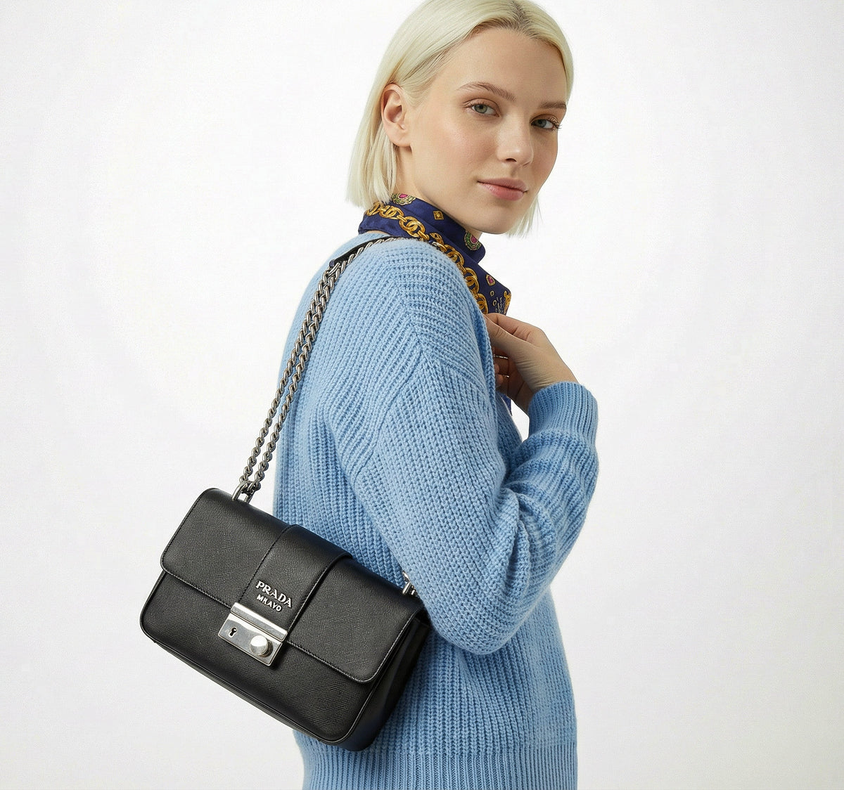 Sac Prada en cuir Saffiano noir