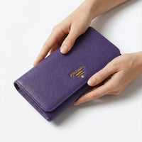 Portefeuille long Prada en cuir Saffiano violet