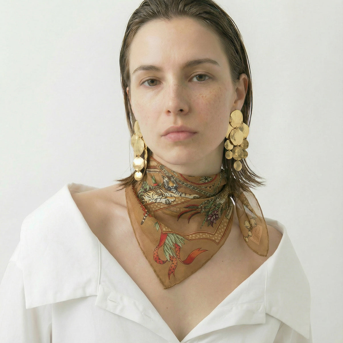 Vintage Salvatore Ferragamo Silk Bandana– Exotic Animal Print