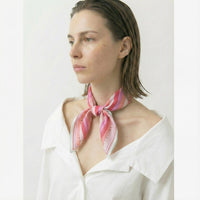 Celine Pink Cotton Scarf – Triomphe Logo & Stripes
