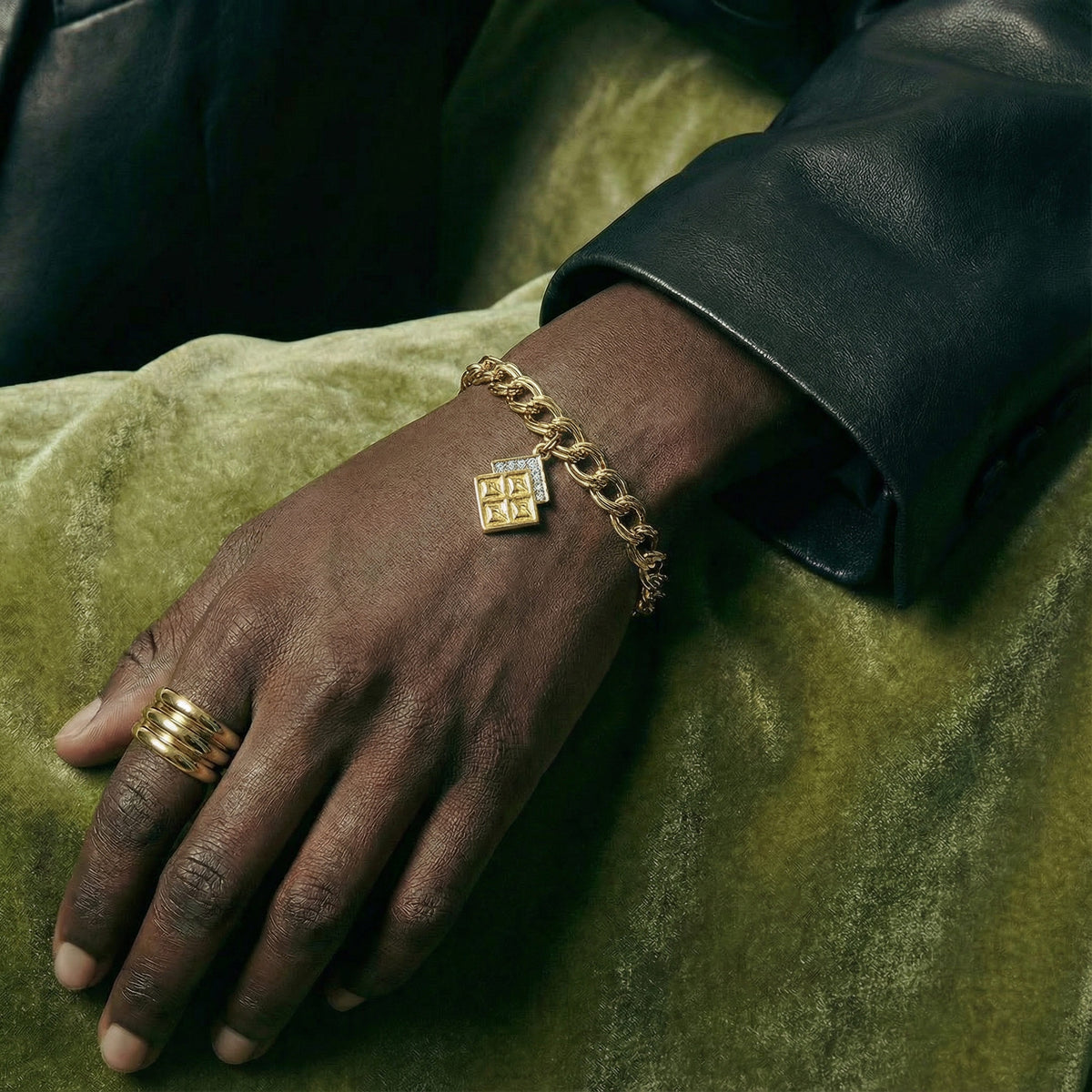 Vintage Givenchy Gold Chain Bracelet with Geometric Charm