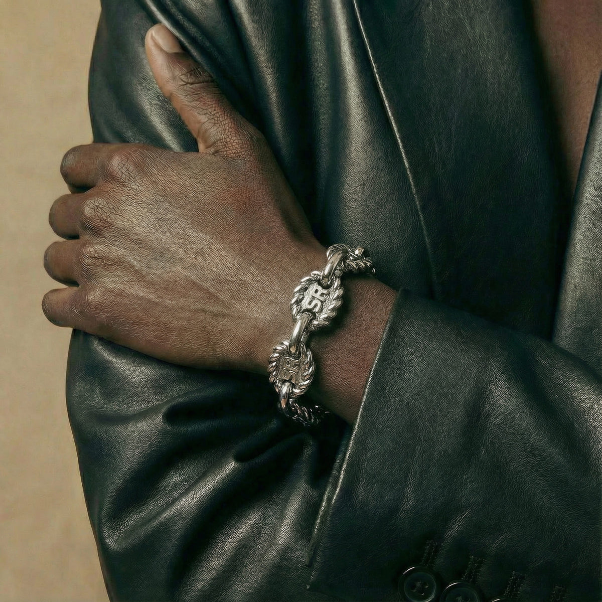 Bracelet Sonia Rykiel argenté à maillons torsadés