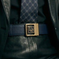 Dior Leather Belt with Gold Logo Buckle  T.36