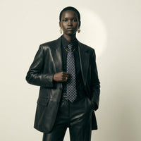 Vintage Gucci Silk Tie – Navy Blue with GG Grid Pattern