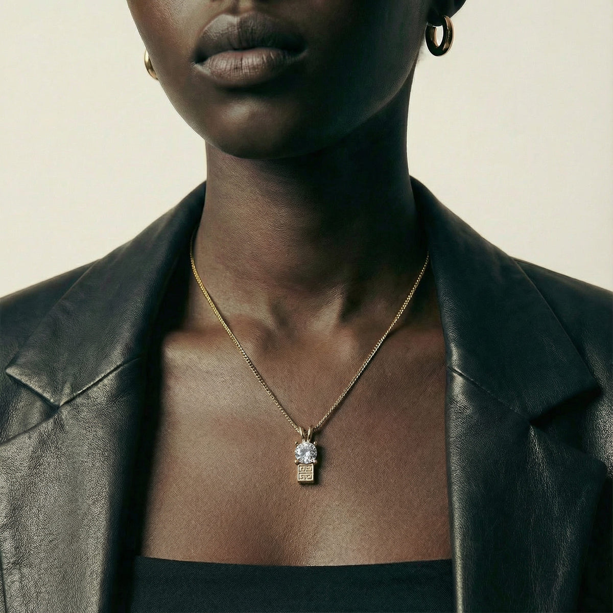 Givenchy Mini Logo & Crystal Pendant Necklace