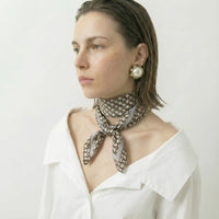 Celine Beige Mini Chain  Cotton Bandana Scarf