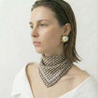 Celine Beige Mini Chain  Cotton Bandana Scarf