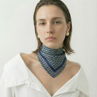 Celine  Blue & Yellow Mini Chain Cotton Bandana Scarf