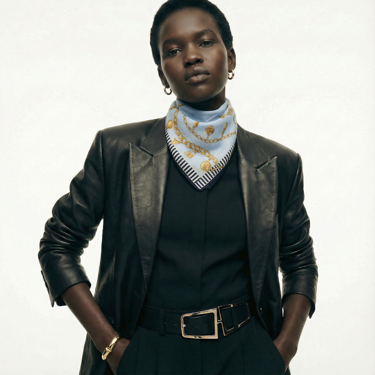 Fendi Vintage Charm Chain Cotton Bandana Scarf