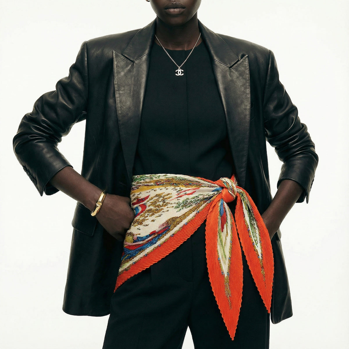 Vintage Hermès Plissé Silk Scarf - La révolution française