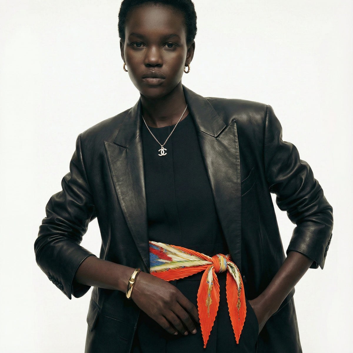 Vintage Hermès Plissé Silk Scarf - La révolution française