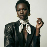 Hermès Triangle Scarf – Ribbon Motif in Neutrals