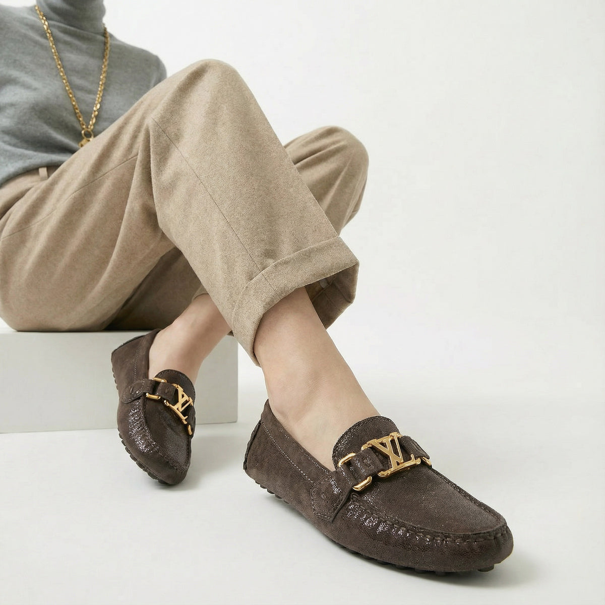 Louis Vuitton Brown Suede Loafers