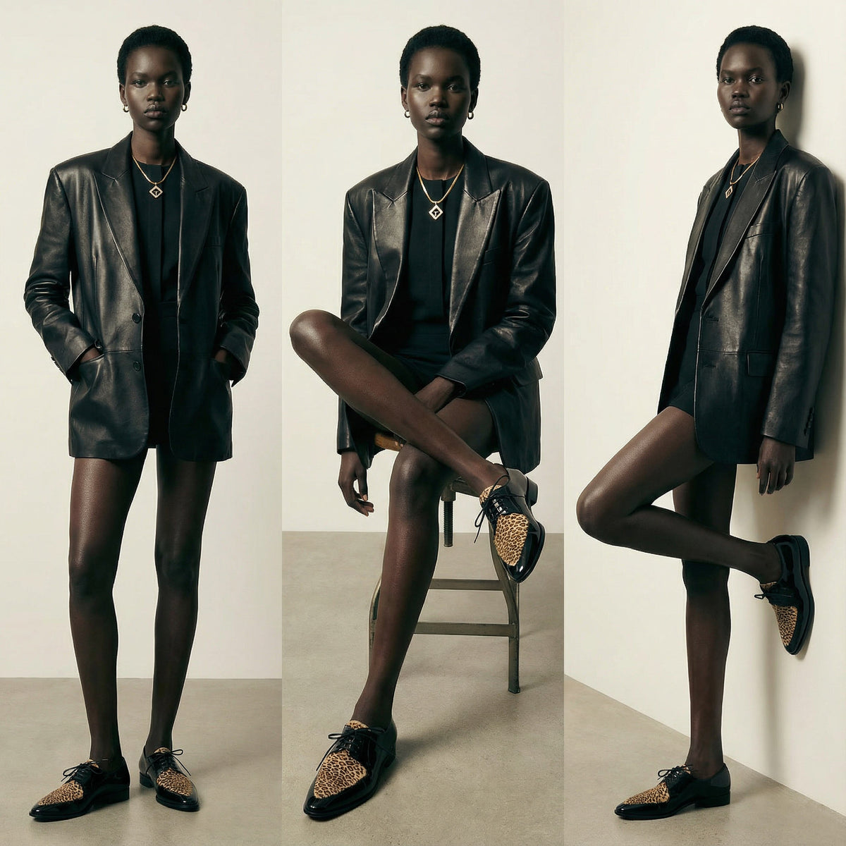 Celine SS20 Hedi Slimane Leopard Print Patent Leather Pointed Toe Derbies