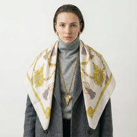 Vintage Celine Baroque Tassel Silk Scarf in Pink & Gold