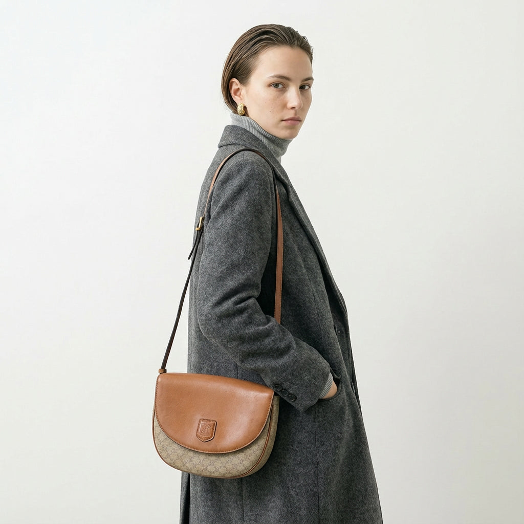 Celine Vintage Coated Canvas Crossbody Bag