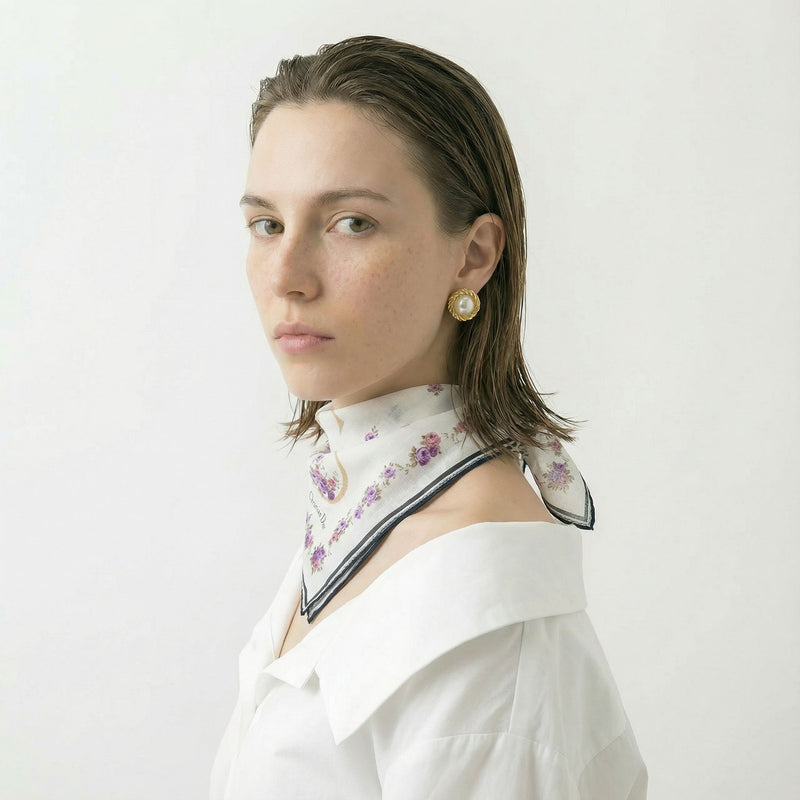 Foulard Christian Dior Vintage Floral Rococo Violet