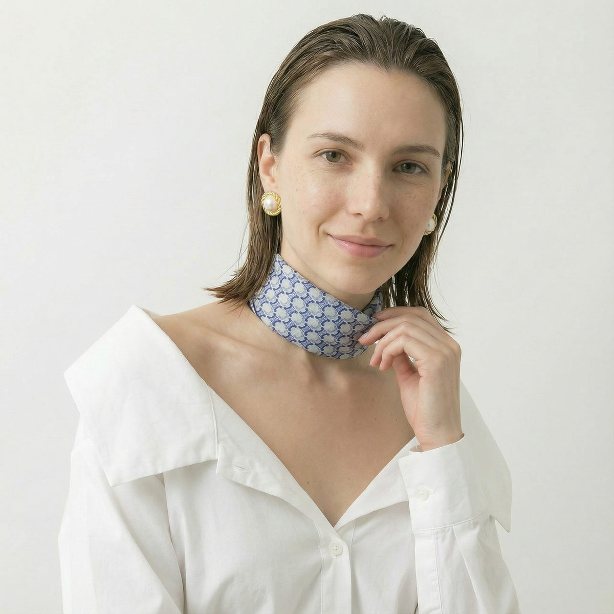 Foulard Bandana Céline Monogramme Triomphe Bleu Marine