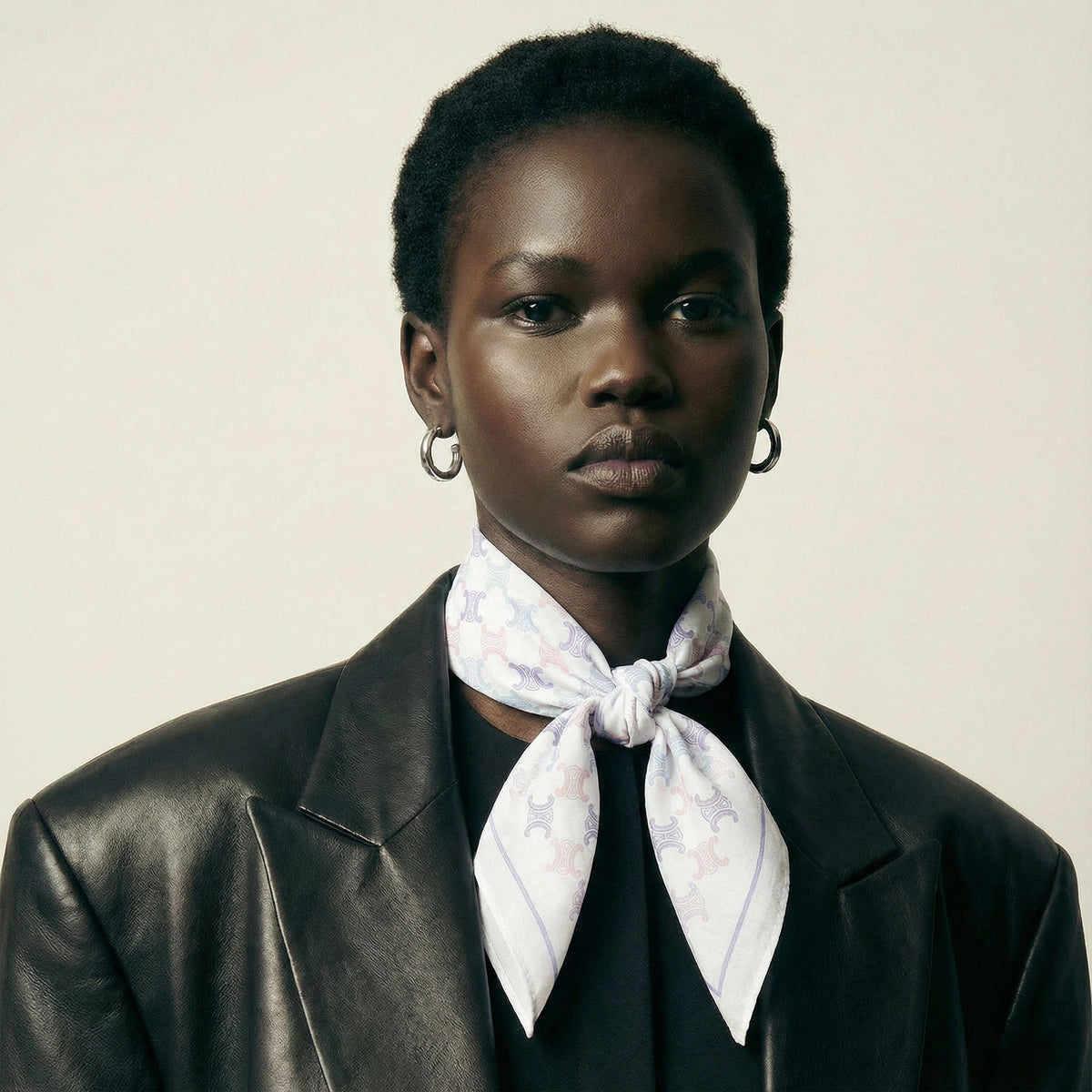 Foulard Bandana Céline Vintage Motif Triomphe Pastel