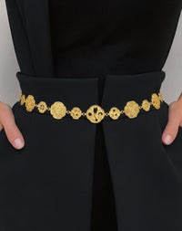 Ceinture Vintage Sonia Rykiel Inspiration Byzantine en Métal Doré