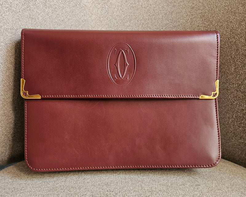 Vintage Cartier Burgundy Leather Clutch