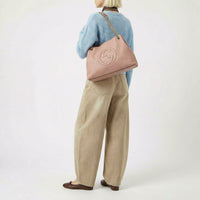 Sac Gucci Soho Tote XL rose poudré en cuir grainé