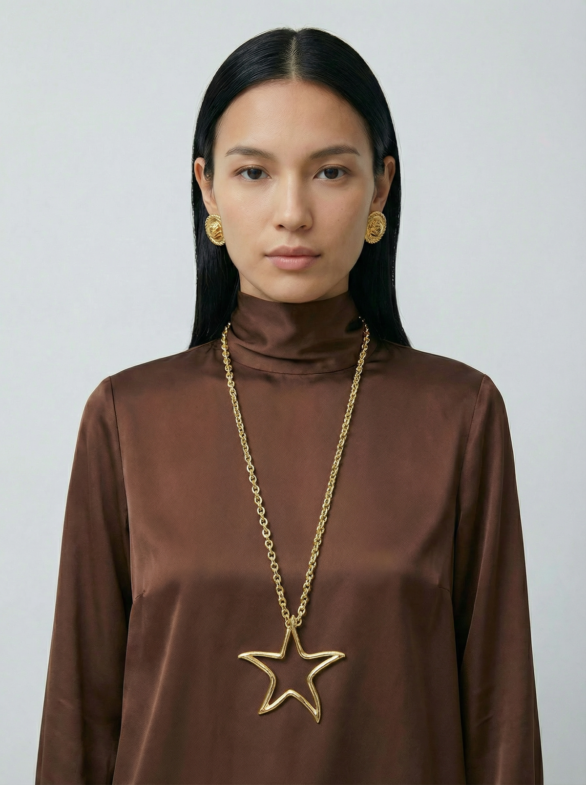 Givenchy Vintage Gold Star Pendant Sautoir Necklace