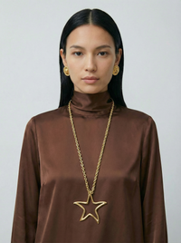 Givenchy Vintage Gold Star Pendant Sautoir Necklace