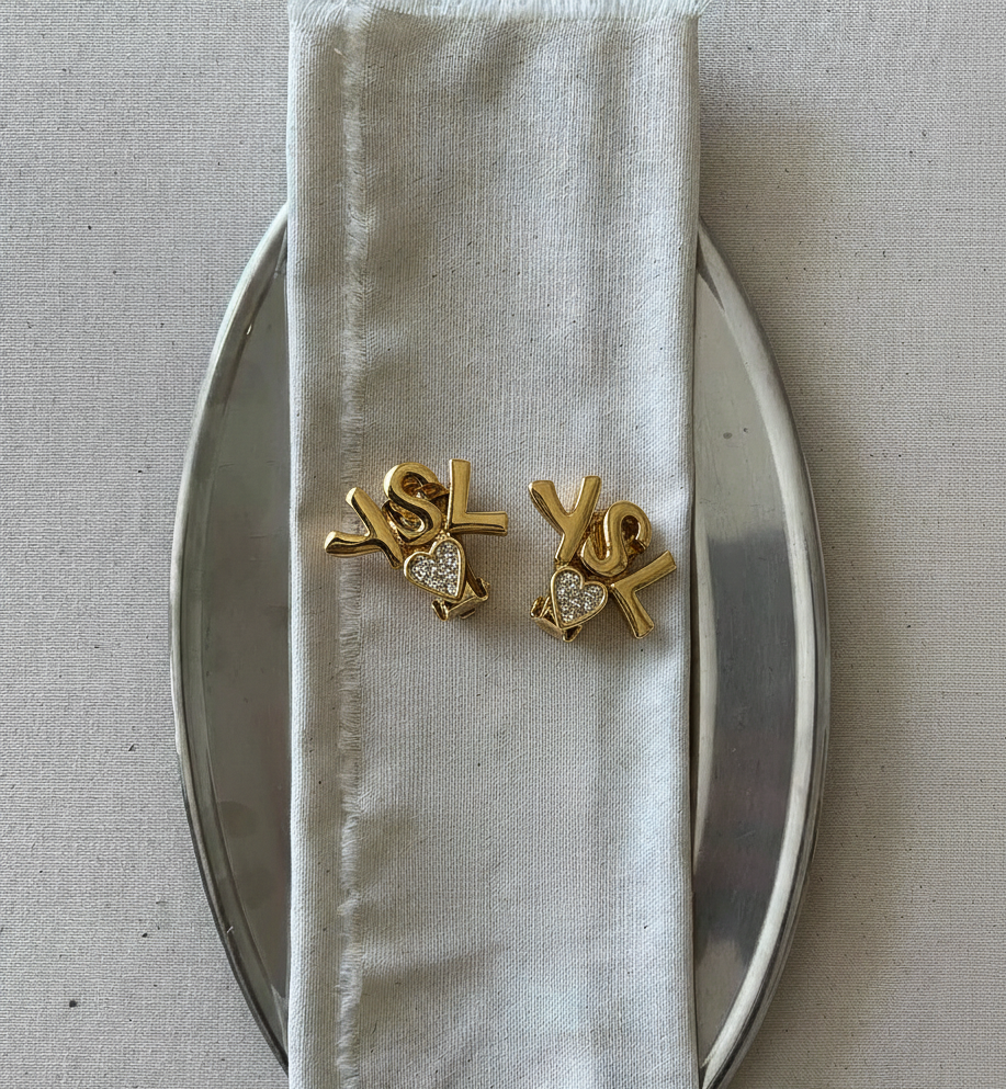 YSL Heart Logo Clip-On Earrings